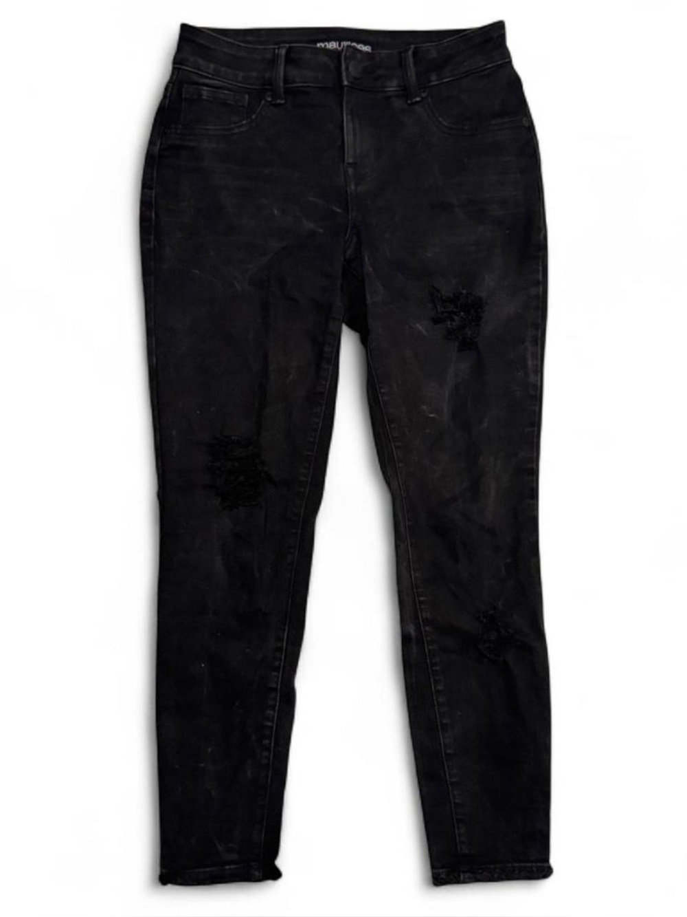 Black Distressed High-Rise Skinny Jeans